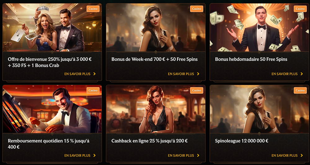 Liste des bonus Crown Play Casino en Ligne
